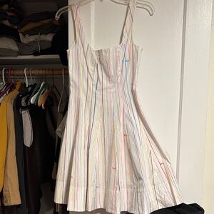 STAUD Colorful Striped Midi Dress